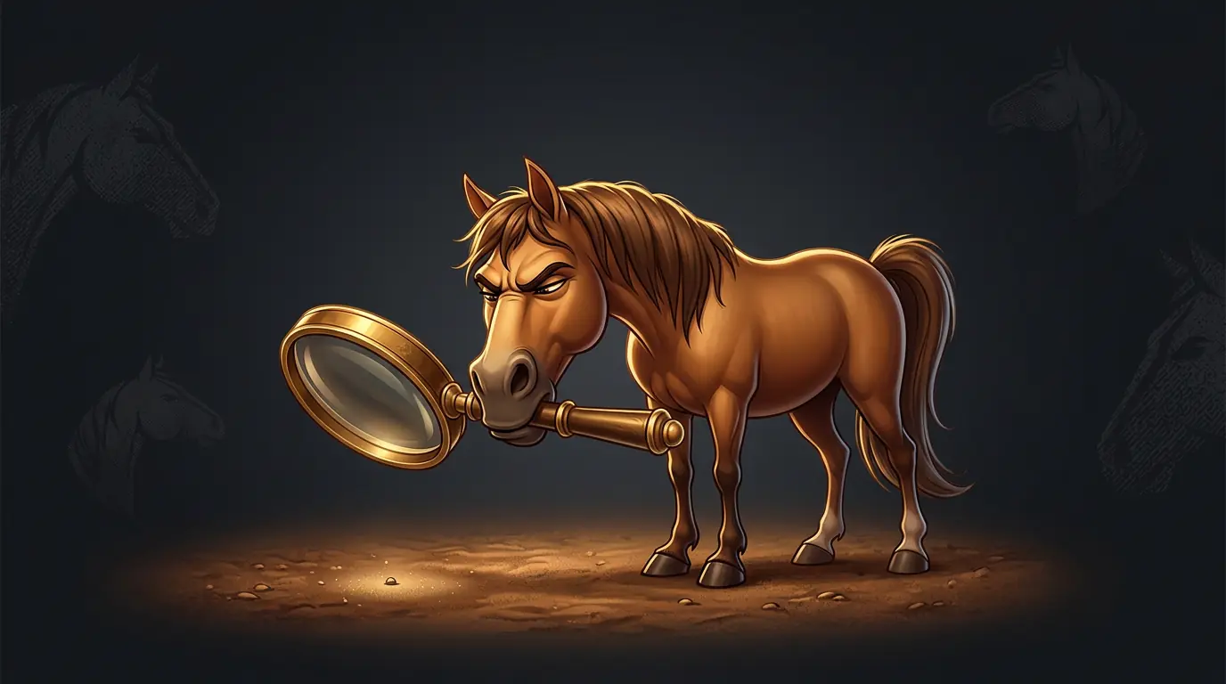 Horse looking through a magnifying glass